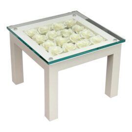 NEW DWM Maloos Custom Design Sixteen White Roses Side Table. Original Price : $2,500