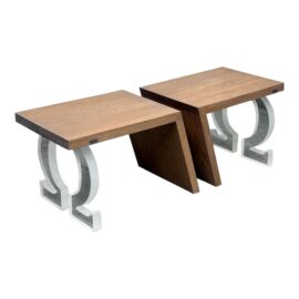 NEW DWM Maloos Custom Design Omega Side Tables, a Pair. Original Price: $7,840