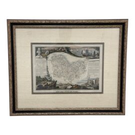 Italian Black + Gold Leaf Framed "Dépt. Des Côtes Du Nord' Map, Region of France