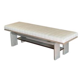 Barbara Barry Style Faux Shagreen Upholstered Bench
