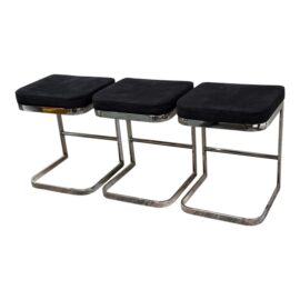 Lenny Kravitz for Cb2 Mack Black Counter Stools, Set of Three. Original Price: $1,500