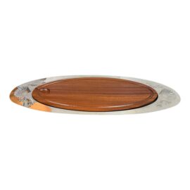 Jean Couzon Orfevre Elegant Serving Stainless + Wood Tray