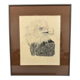 Susan Smith Original Eagle Pen + Ink Framed Artwork