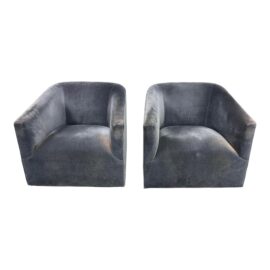Restoration Hardware Shelter Vintage Velvet Swivel Arm Chairs. Original Price: $3,460