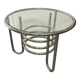 Bauhaus Art Deco Chrome + Glass Side Table