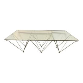 Paolo Piva Style Coffee Table, Post Modern Glass + Steel