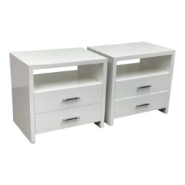 Custom Design Dual Surface + Two Drawer Nightstands, a Pair. Original Price: $2,200