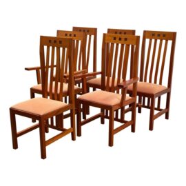 Berkeley Mills Cherry Wood Dining Chairs, Set of Six. Original Price: $12,000
