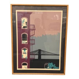 Circa 1983 Jan Von Roy "Brooklyn Bridge" Poster, Framed