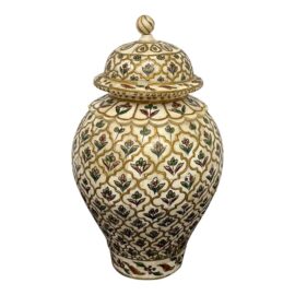 Floral Painted Bone Vase + Lid