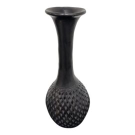 Oaxaca Black Pottery Bottle Neck Vase + Cut Outs