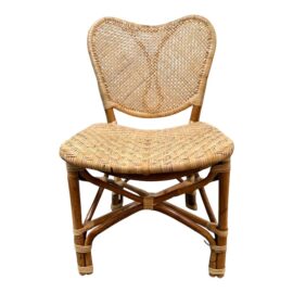 Vintage Style Heart Back Rattan Side Chair