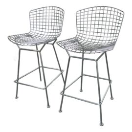 Harry Bertoia Knoll Studios Wire Mesh Bar Stools, a Pair. Original Price: $3,200