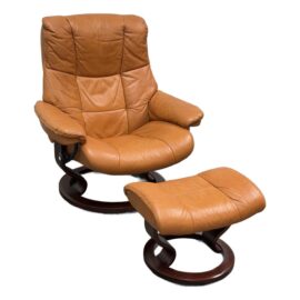 Ekornes Stressless of Norway Leather Mayfair Recliner + Footstool. Original Price: $3,300