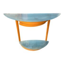 Seltz of France Demilune Glass + Beech Console Table