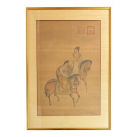 B. Chan Ladies of the Court on Tang Horseback Silk Reproduction Print, Framed