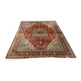 7ft 1in X 10ft 5in Geometric Wool Tabriz Hand Knotted Traditional Area Rug