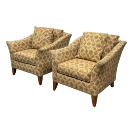 Stickley Fine Furniture Flare Arm Lounge Chairs, a Pair