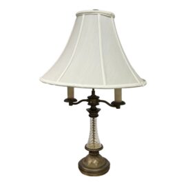 Solid Brass + Cut Glass Candelabra Style Table Lamp