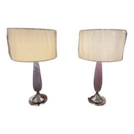 NEW DWM Maloos Custom Design Opalescent Murano Table Lamps - a Pair.