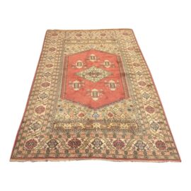 5ft5in × 8ft8in Vintage Turkish Blush Kazak Wool Area Rug