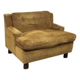 Vintage Golden Ochre Chenille Chair + Half