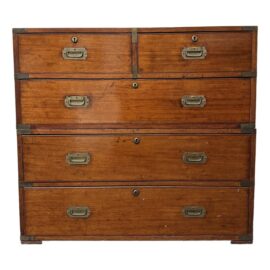 18th Century Antique English Oak Captains Two Piece Chest Over Chest