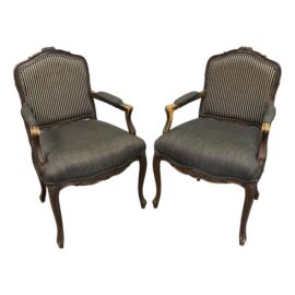 Vintage Louis XV Distressed Armchairs, a Pair
