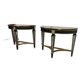 Circa 2011 Marge Carson Custom Demilune Consoles, a Pair. Original Price: $4,000