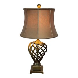 Uttermost Swirl Lattice Brass Table Lamp