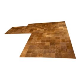 9ft 7in X 11ft Pure Cowhide Patchwork L-Shape Area Rug, Chestnut