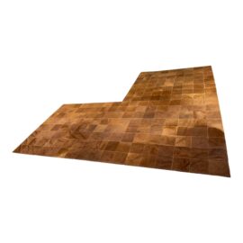 10ft 4in X 11ft Pure Cowhide Patchwork L-Shape Area Rug, Chestnut