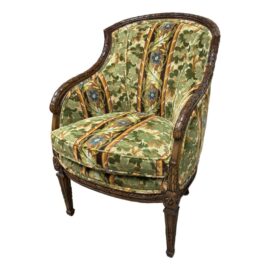 Mid 20th Century Bergere Chair + Custom Upholstery