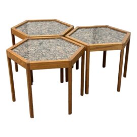 Mid 20th Century Hans C Anderson Danish Hexagonal Side Tables, Set of Three