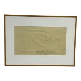 One of a Kind Circa 1961 Buckminster Fuller "Dome for the Tokyo Yomiuri Golf Club" Architectural Sketch to Mr. Shibata