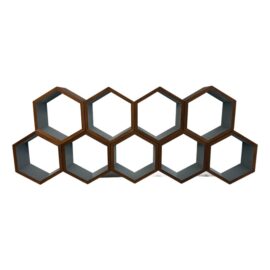 Mid Century Modern Honeycomb Wall Shelves, Set of Nine
