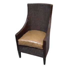 Contemporary Wicker + Leather Arm Chair