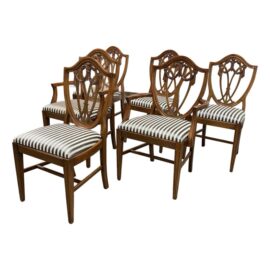Vintage Duncan Phyfe Style Shield Back Dining Chairs, Set of Six