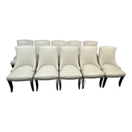 Kravet Custom Canterbury Ivory Leather Dining Chairs, Set of Ten. Original Price: $14,000