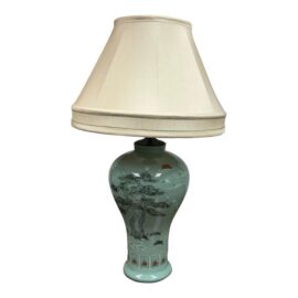 Vintage Korean Crackle Finish Celadon Table Lamp