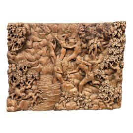 Vintage Balinese Hand Carved Narrative Panel
