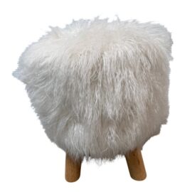 Round Faux Fur Ottoman. Original Price: $200