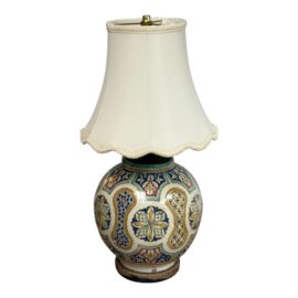 Vintage Moroccan Geometric Pottery Table Lamp