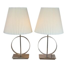 Vintage Uttermost Addison Polished Nickel Table Lamps, a Pair