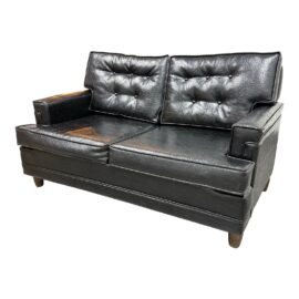 Mid 20th Century Black Vinyl Apartment Sofa