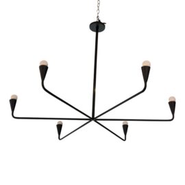 CB2 Meldon Black Matte 6 Light Chandelier. Original Price: $500