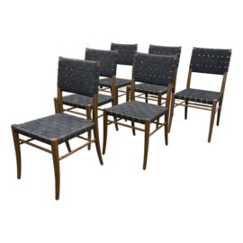 Crate & Barrel Italian Webbed Oslo Side Chairs, Set of Six. Original Price: $2,400