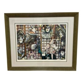 Circa 1992 Karen Salee Venetian Masks Lithograph Edition 2/850