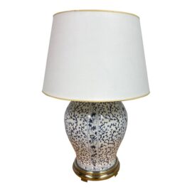 Vintage White With Blue Vine Ceramic Table Lamp