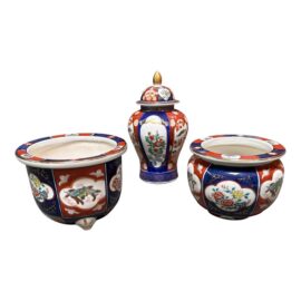 Vintage Japanese Imari Porcelain Three Piece Set